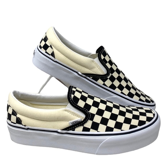 Vans Shoes - VANS Classic Slip On Platform Canvas Check Women's Black Shoes Skate VN00018EBWW